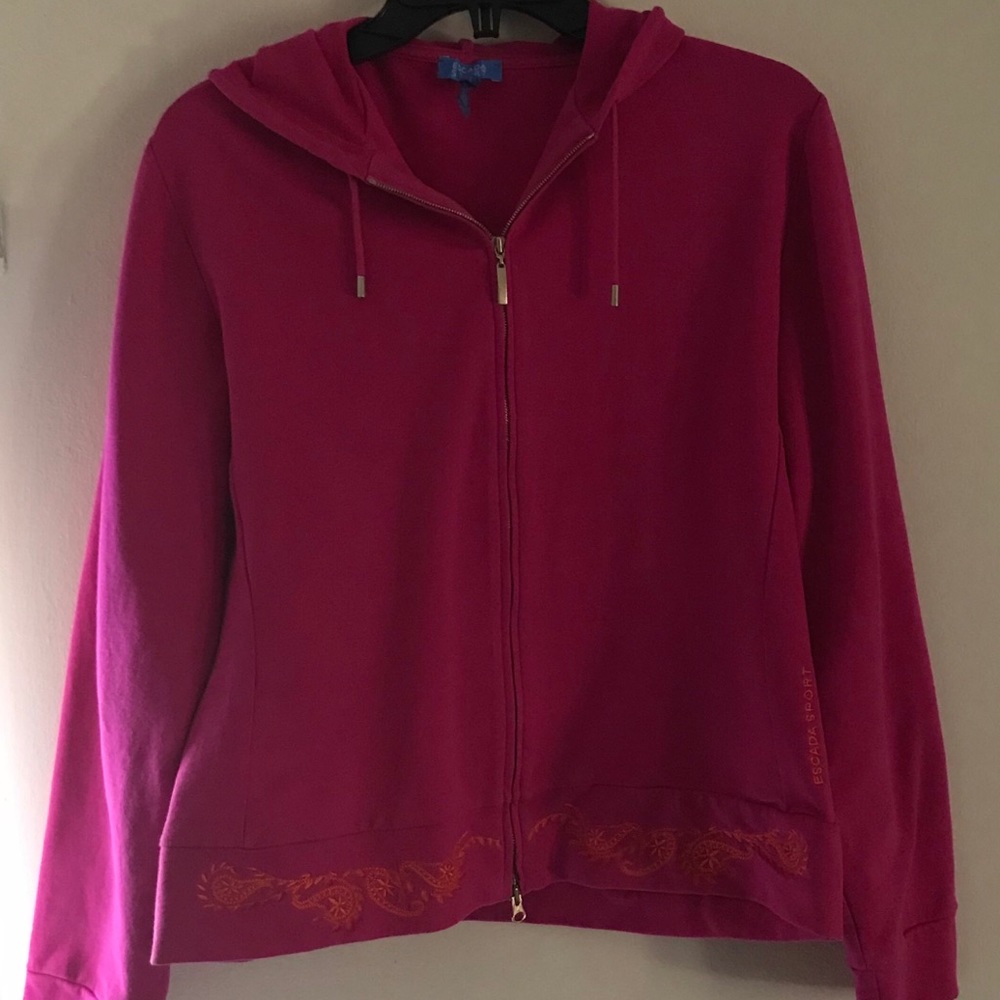 Escada Sport Pink Hoodie W/Orange Accent Large